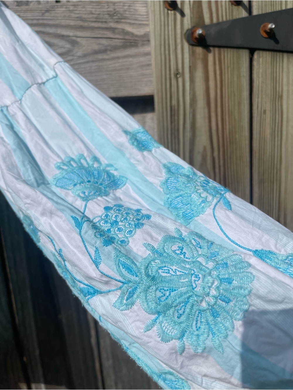 Light Blue Striped Peasant Blouse with Embroidered Sleeves Sz XXL - Picture 4 of 11